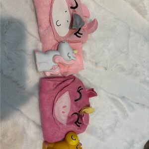Pink Animal Face Towels with Unicorn and Duck Toys